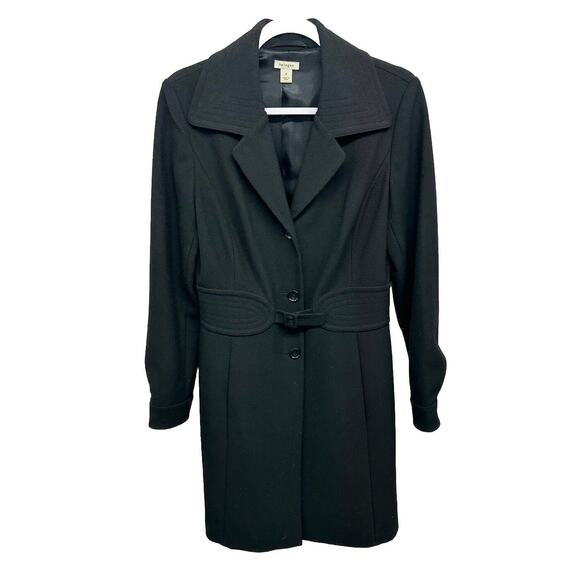 Halogen Jackets & Blazers - Halogen Coat Womens Sz M Wool Black Overcoat Belted Dress